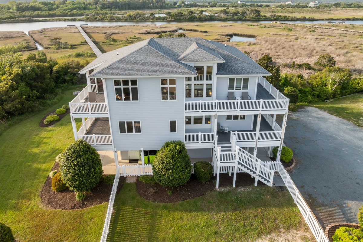 Elevated coastal home with panoramic views of the sound and surrounding nature