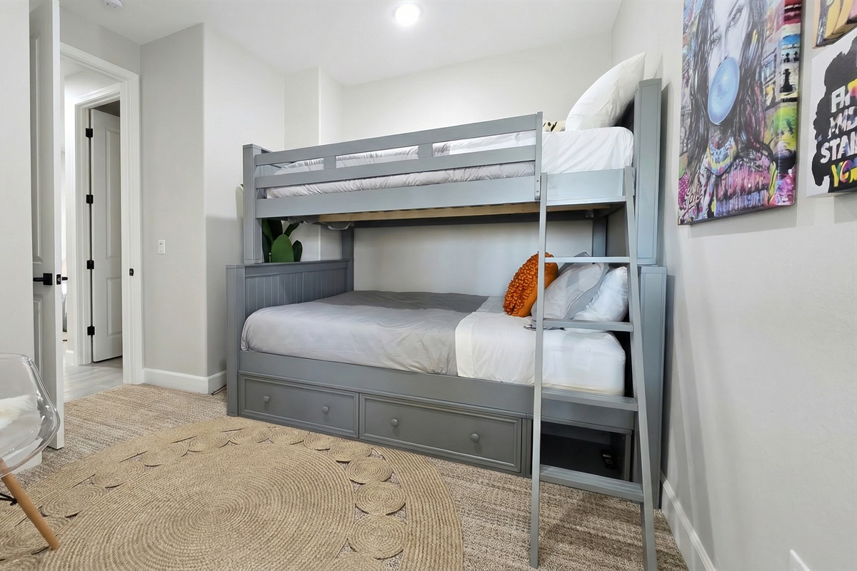 Bedroom #5 is off the primary bathroom / bedroom #4 and features bunkbeds, full over queen (Sleeps up to 4).