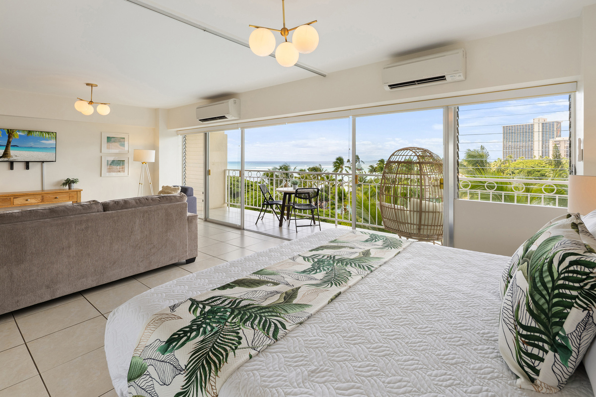 Bedroom area opens to living area