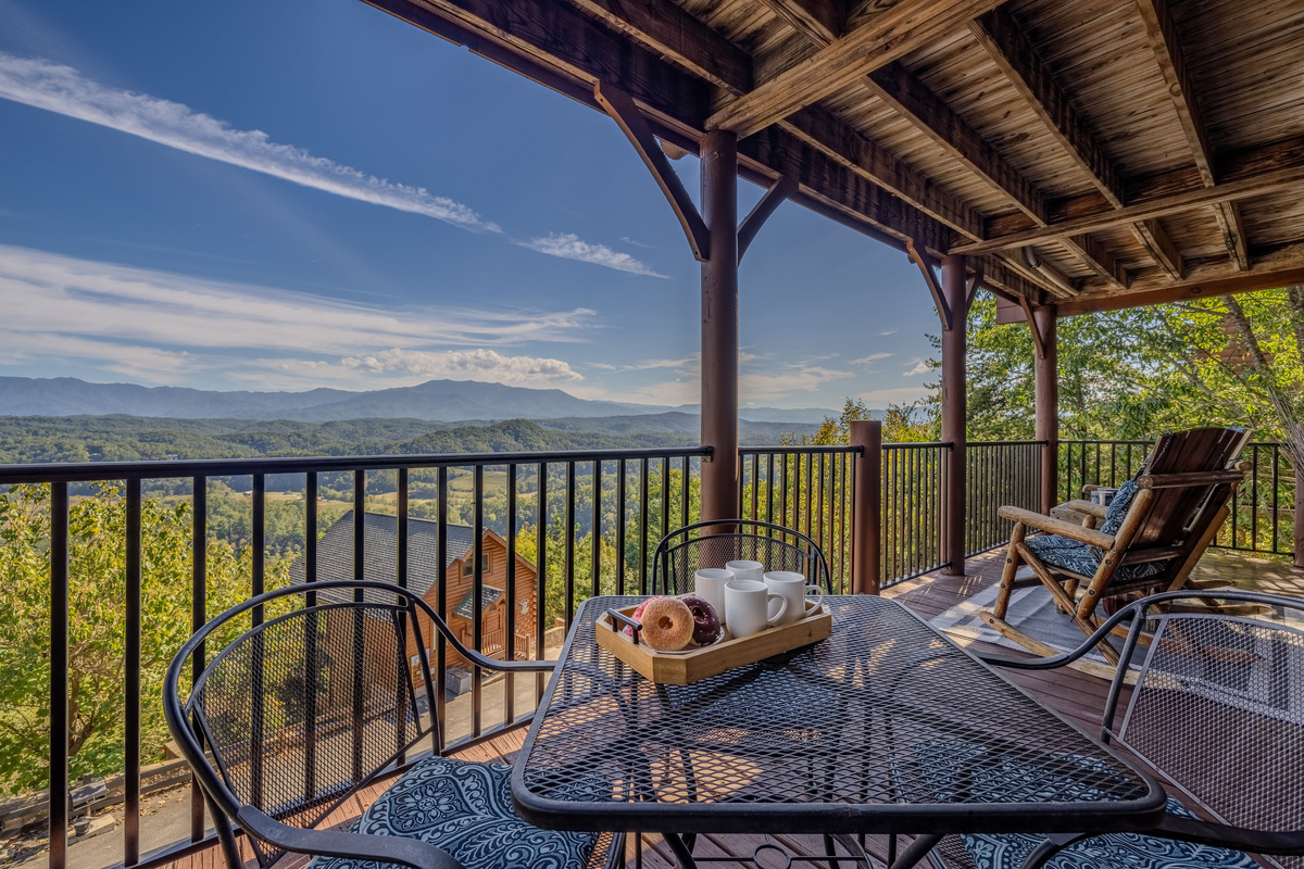 Enjoy your meal on the deck overlooking those gorgeous Smoky Mountains