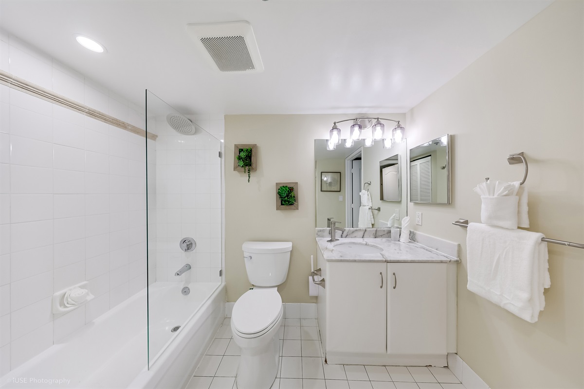 Bathroom with Rainfall Shower and Bathtub