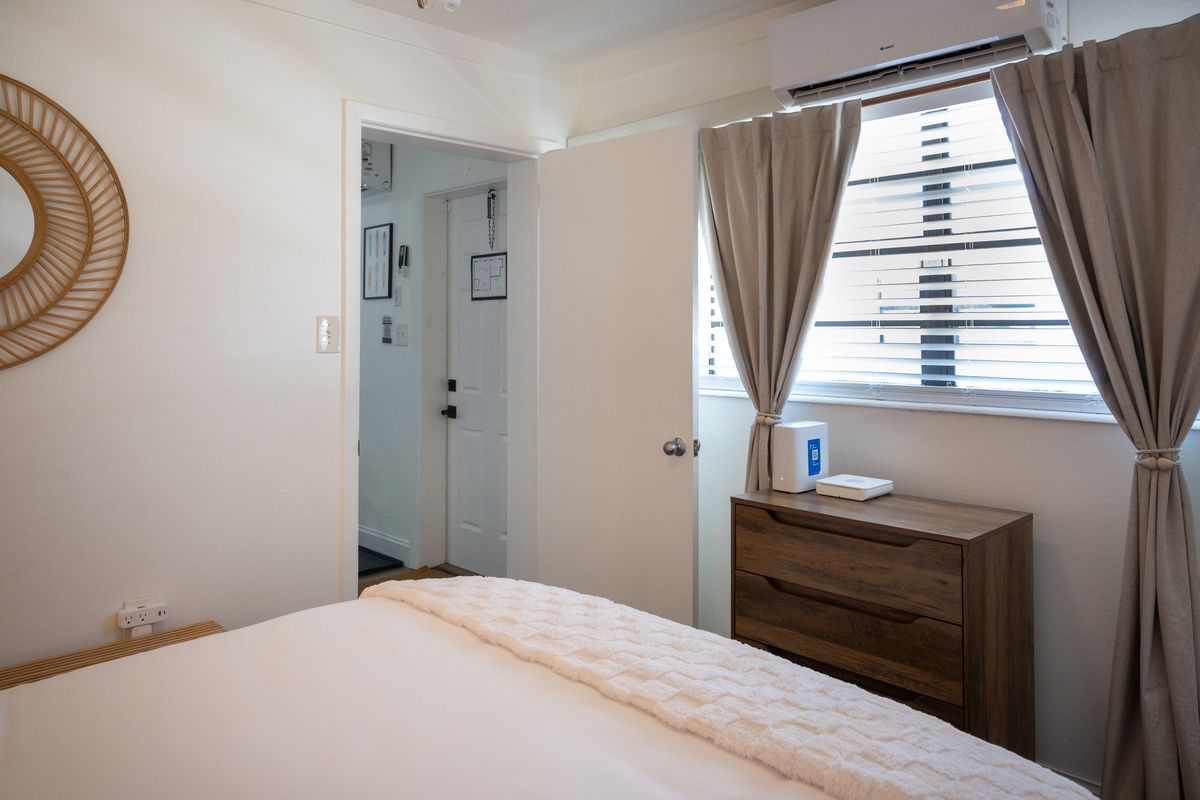 Bedroom dresser and closet – plenty of storage for longer stays