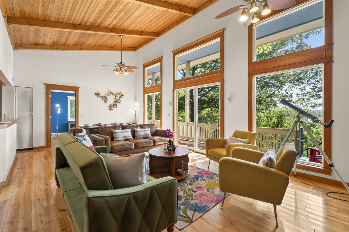 Living room with floor-to-ceiling windows