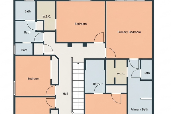 Upstairs 5 bedroom and 3 bathrooms plus desk work space