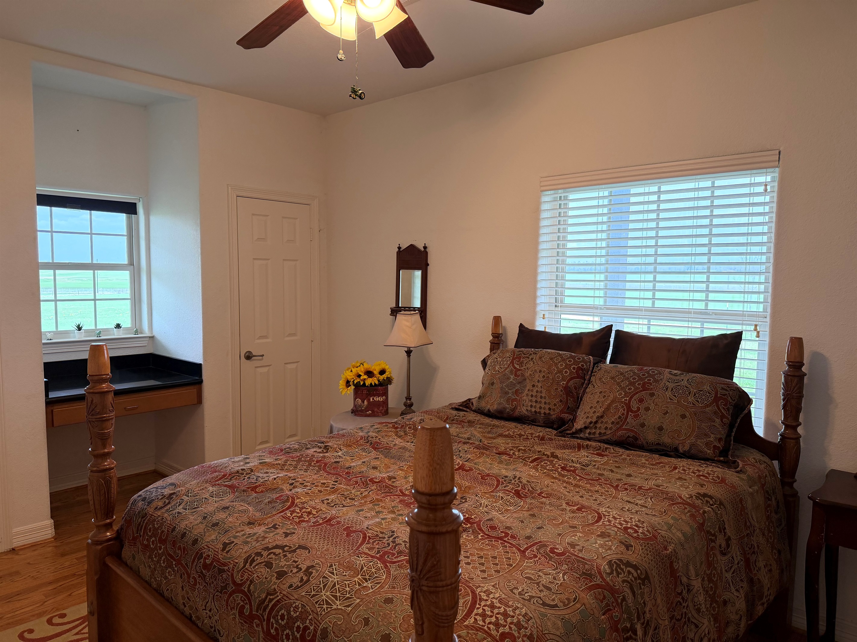 Built in wall desk with window.