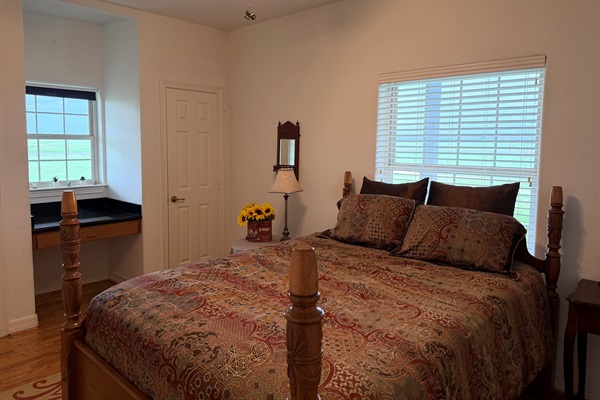 Built in wall desk with window.