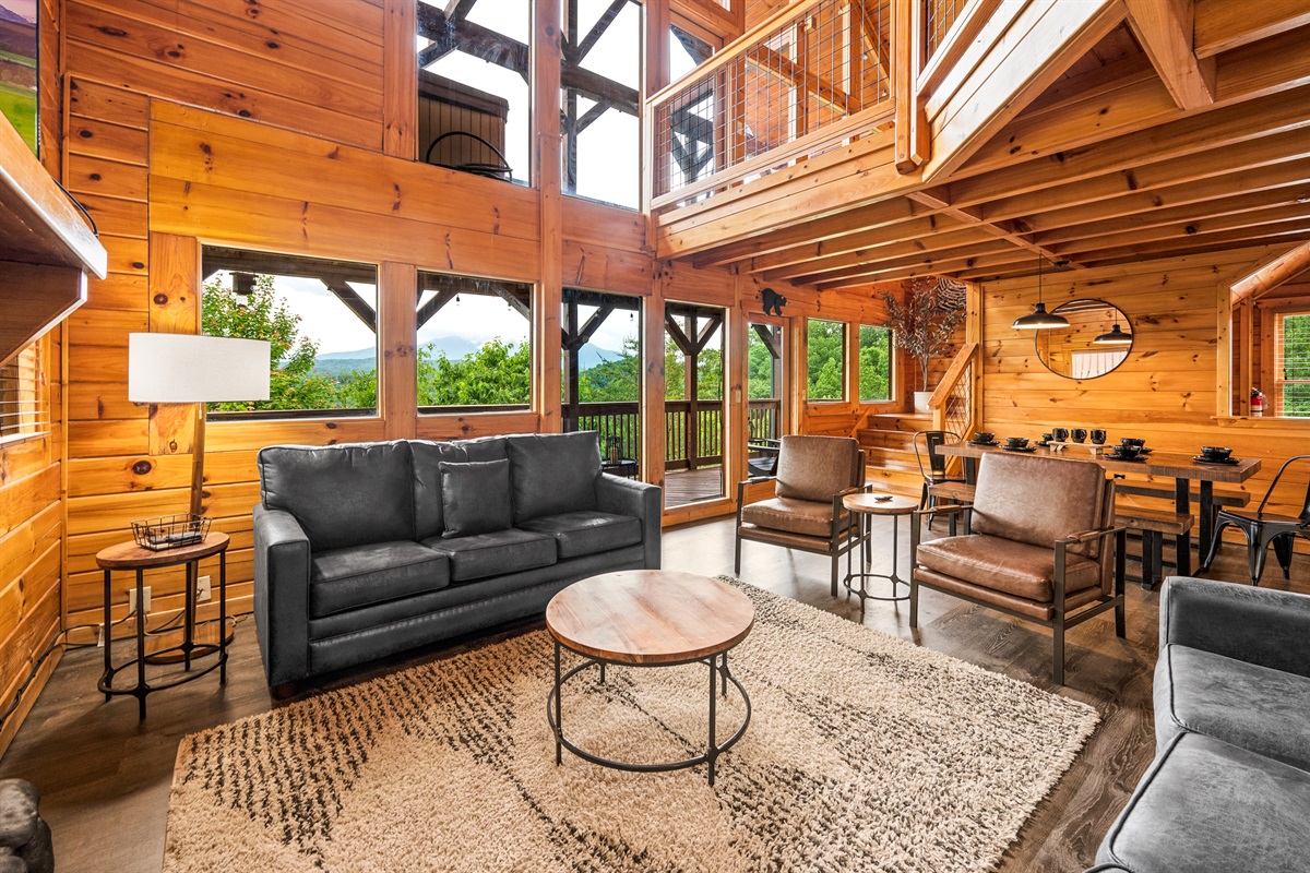 Living room with a queen sleeper sofa