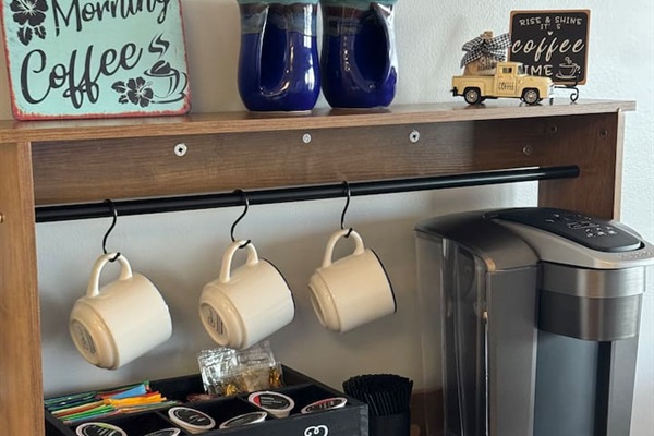 Prepare your morning coffee or tea before retreating to the balcony. Enjoy beautiful morning views of the bay while you enjoy your morning beverage ☕️ 