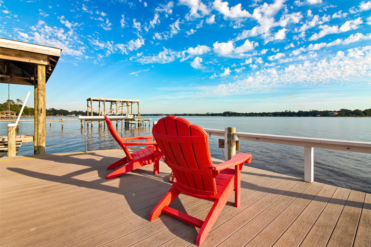 Boat dock seating area