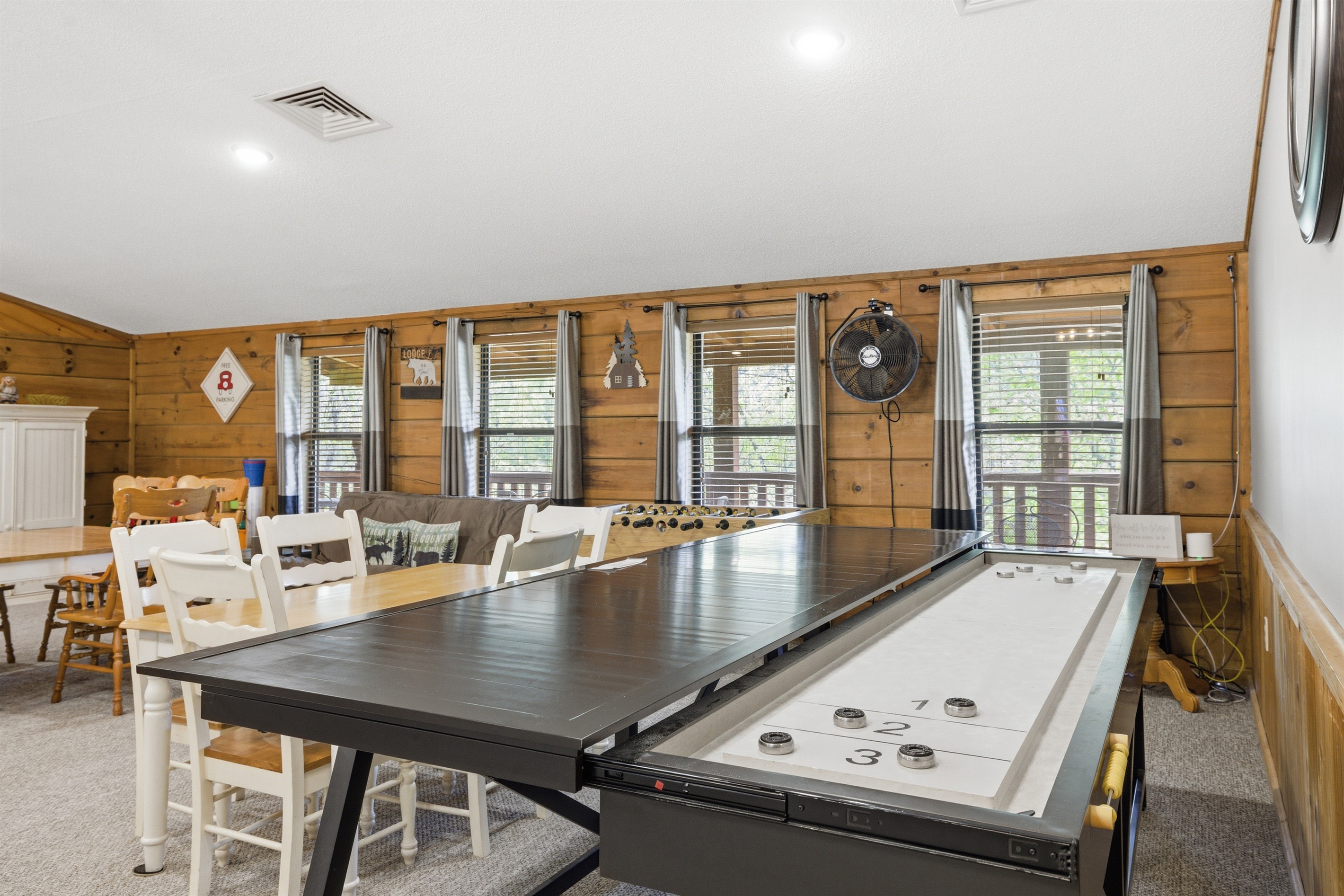 Shuffleboard that Doubles as a Buffet Table when closed.
Located in the Dining Room.
