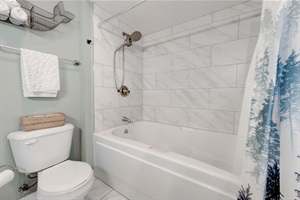 Oversized soaking tub with bath salts and candles. Your own spa!