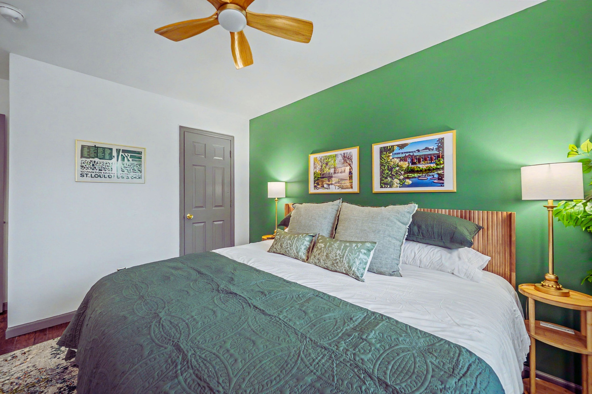 Comfortable king accommodations with calming design elements.