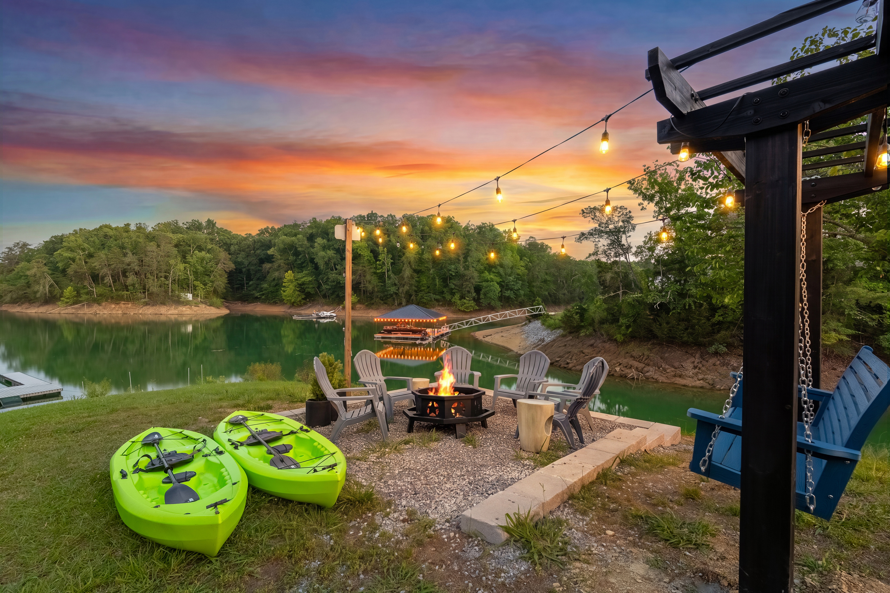 Beautiful firepit on the lake