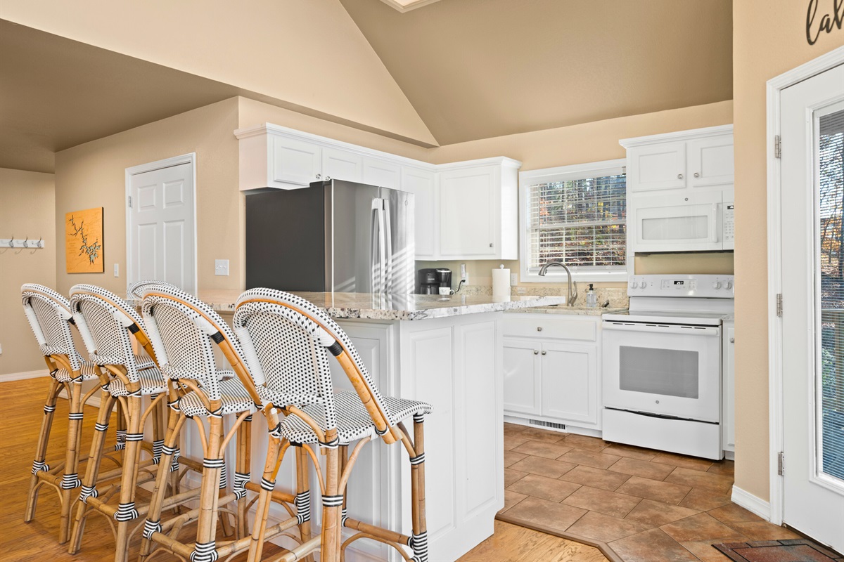 An open layout keeps the kitchen and dining area seamlessly connected so meals and conversations flow effortlessly.