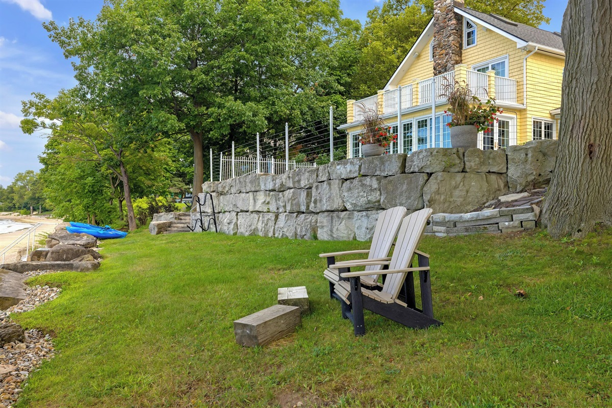 Common area to sit and watch the view of the private beach