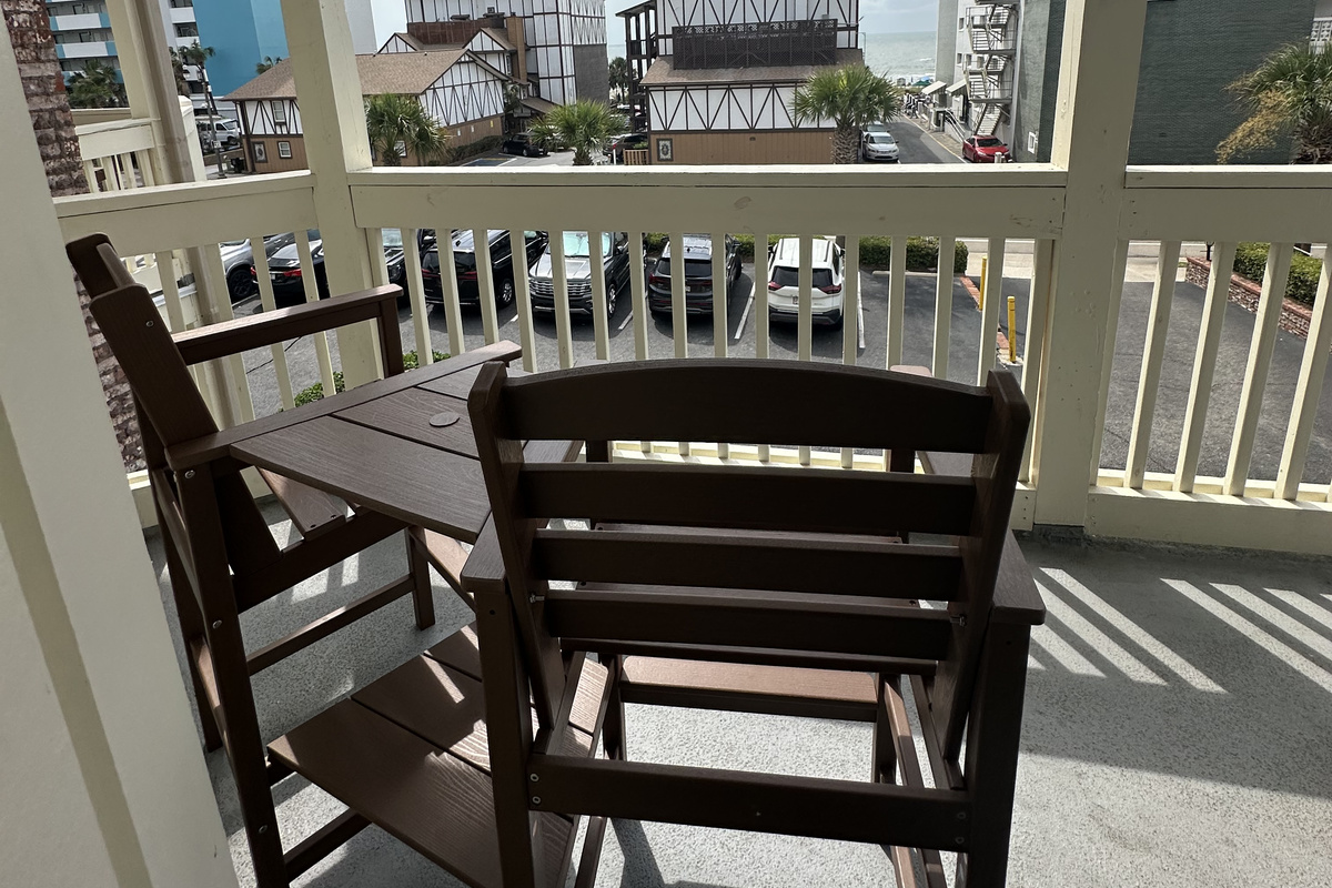 Enjoy outdoor seating on the balcony 