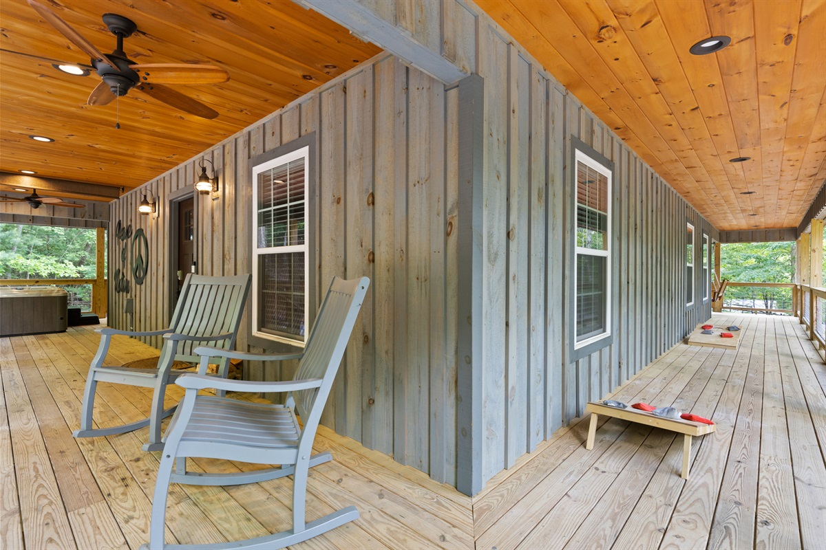 Play some cornhole while you watch the deer from the porch