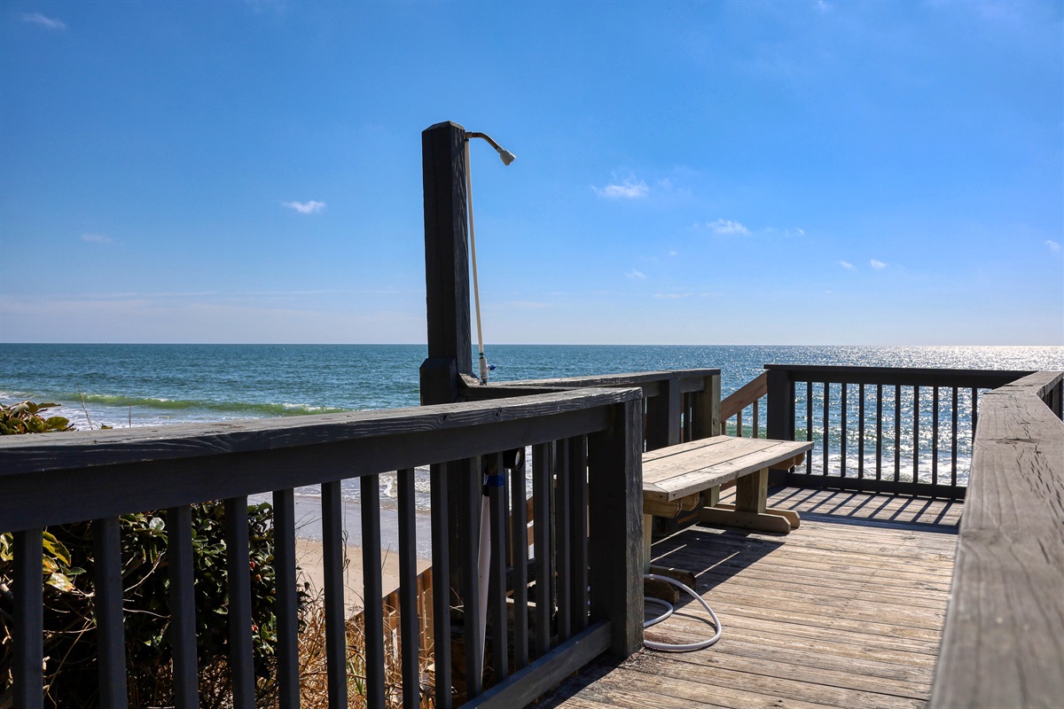 Beach access shower and steps