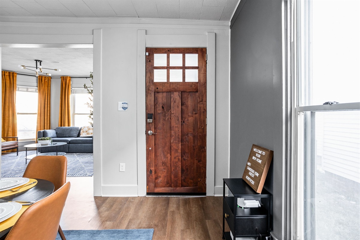 Enter into open space. Each guest receives a personalized code for their stay.