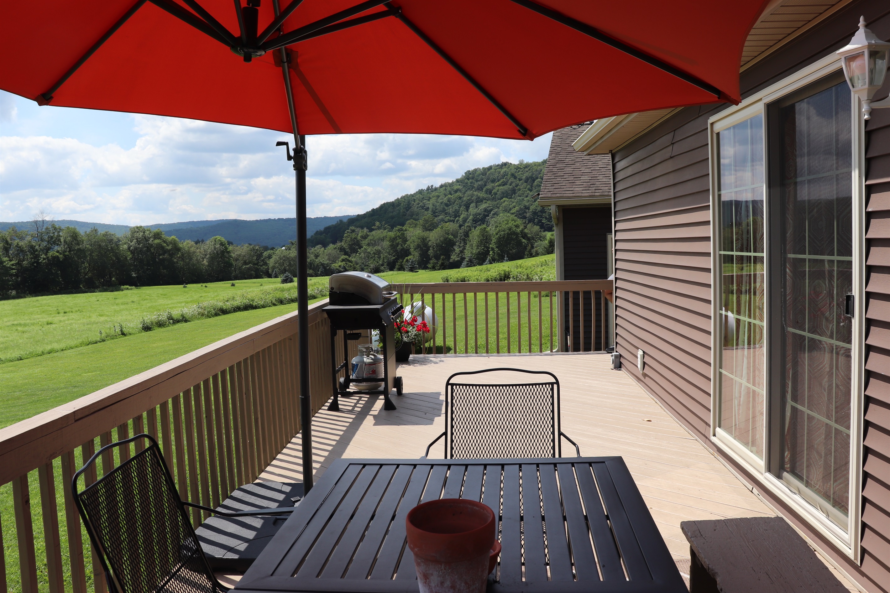 Open rear deck with grill and outside dining