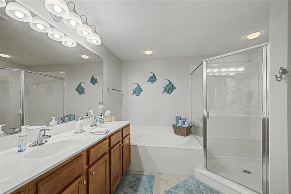 Master bathroom, large jetted tub and shower.