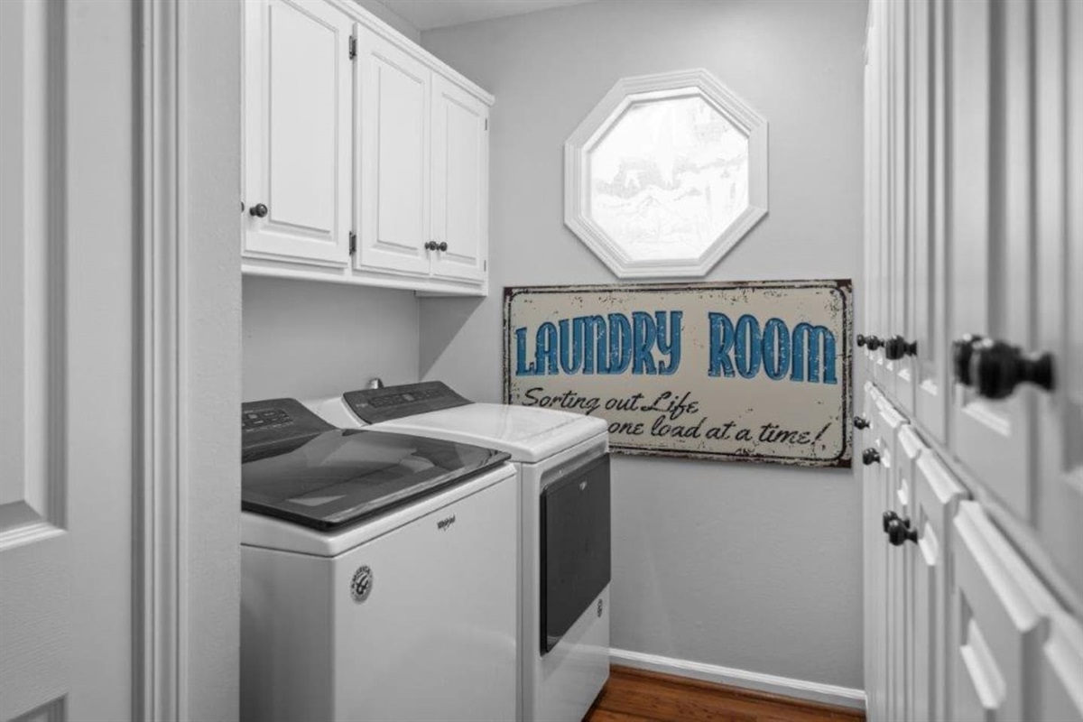 The Laundry Room is located on the Main Level, right off the Butler's Pantry.
