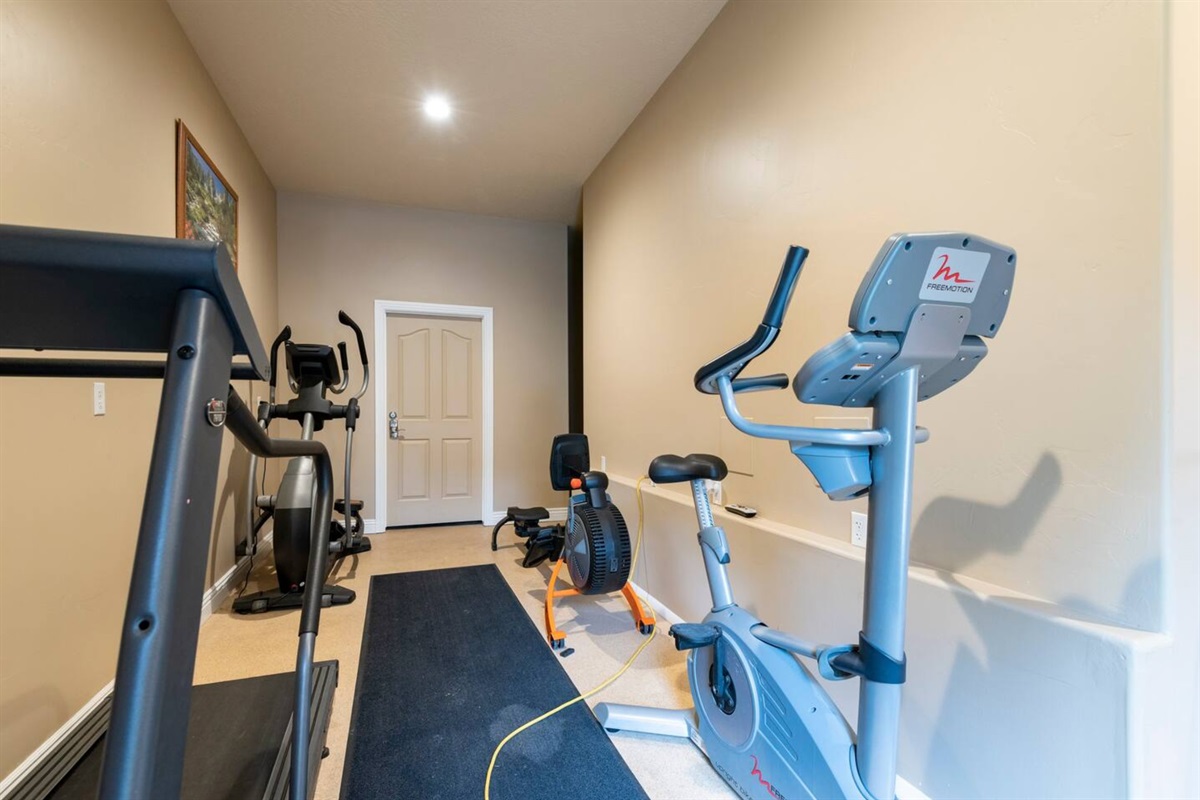 A well-equipped fitness center offering convenient access to cardio and strength equipment—perfect for maintaining your routine while away.