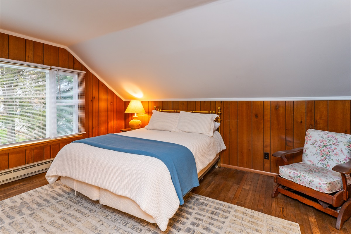 Queen bedroom upstairs with ensuit full bathroom main house
