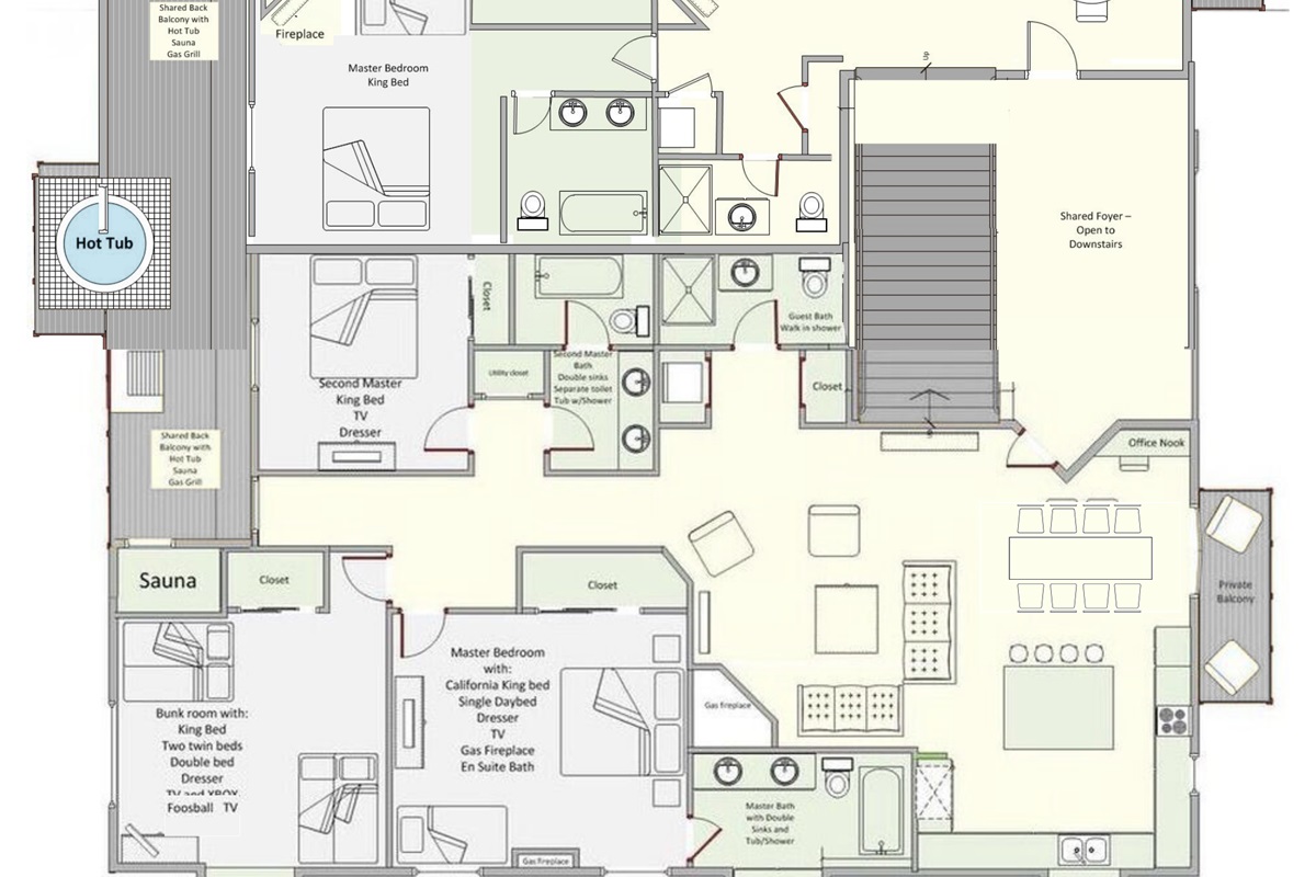 With more than 4000 sq feet of indoor space on a single level, plus 3 private balconies, private hot tub and sauna, and reserved parking for 4 vehicles, Sonelalp makes every group or large family trip easy and awesome.