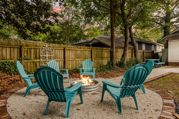 Fire pit in the back yard