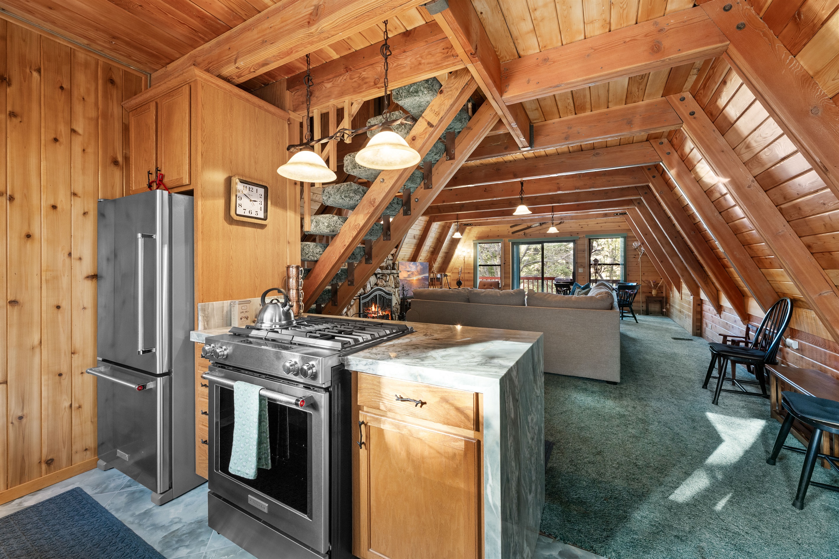 Looking through the cabin from the kitchen 