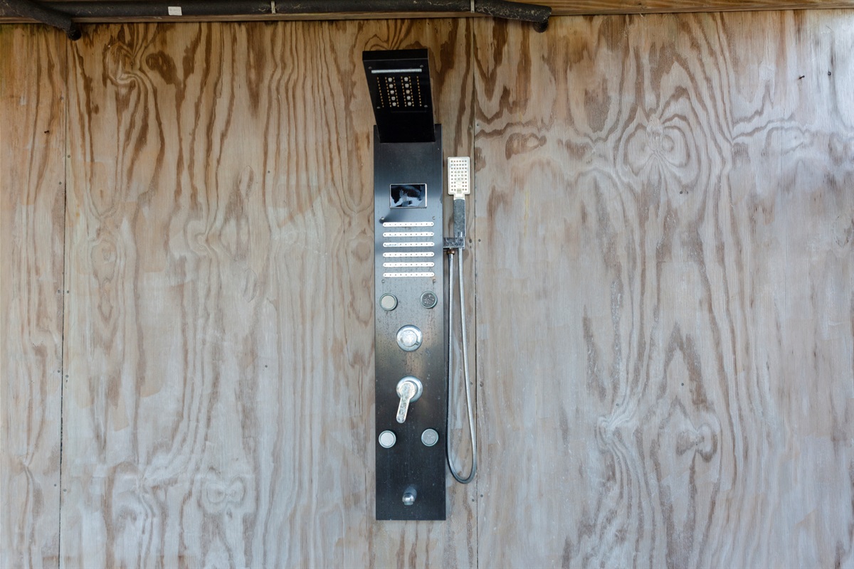 Rinse off after river adventures with the convenient outdoor shower.