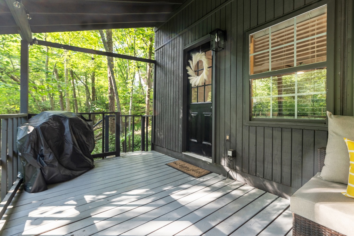 Back deck w/ propane grill and entertaining space