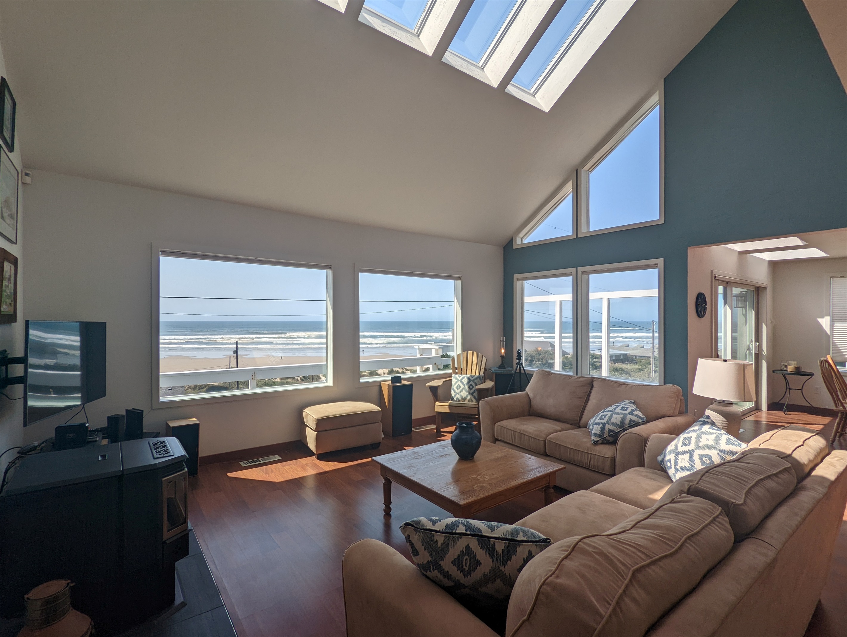 The great room at Poseidon's Paradise - sweeping ocean views.