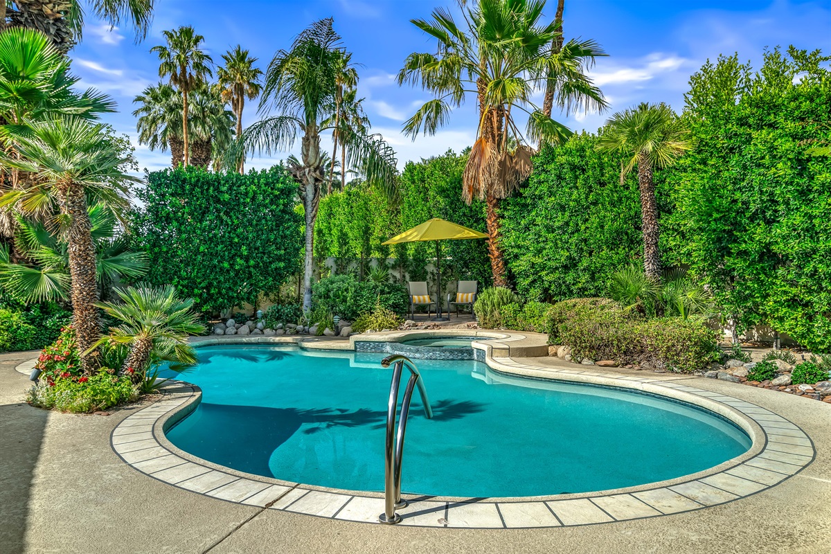 sparkling pool and spa