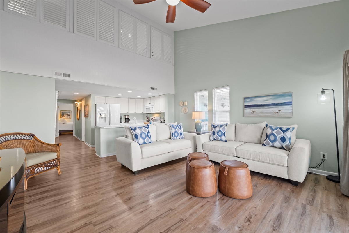 Multiple seating areas designed for comfort, conversation, and downtime