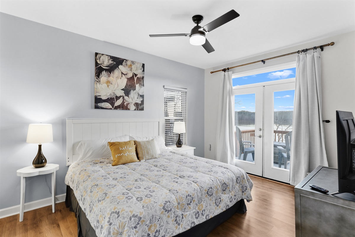 Master Bedroom with King Bed and View of the Lake