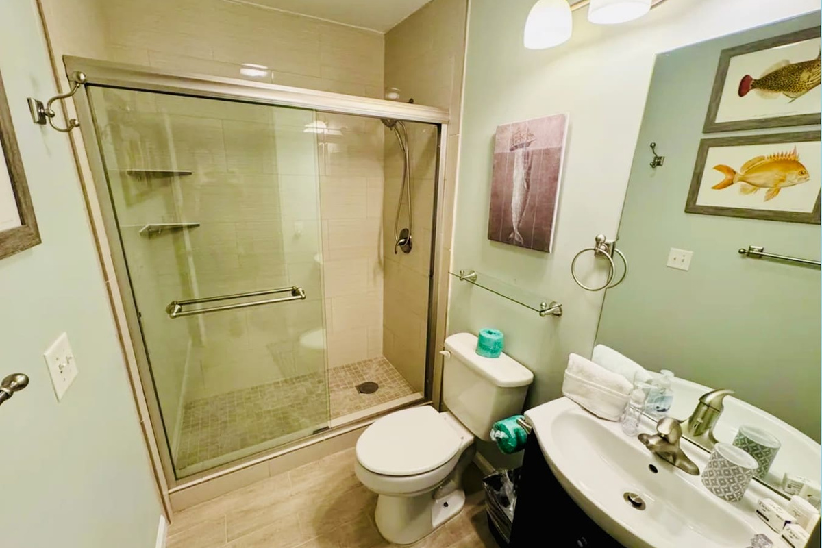 Bathroom with glass shower