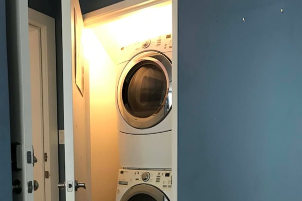 There is also a private washer and dryer in the closet of the master bedroom.  There is also a community laundry room (shared with two other units that have their own W/D) with an additional high capacity washer and dryer available for use.