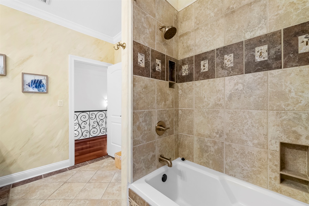Upstairs shower tub