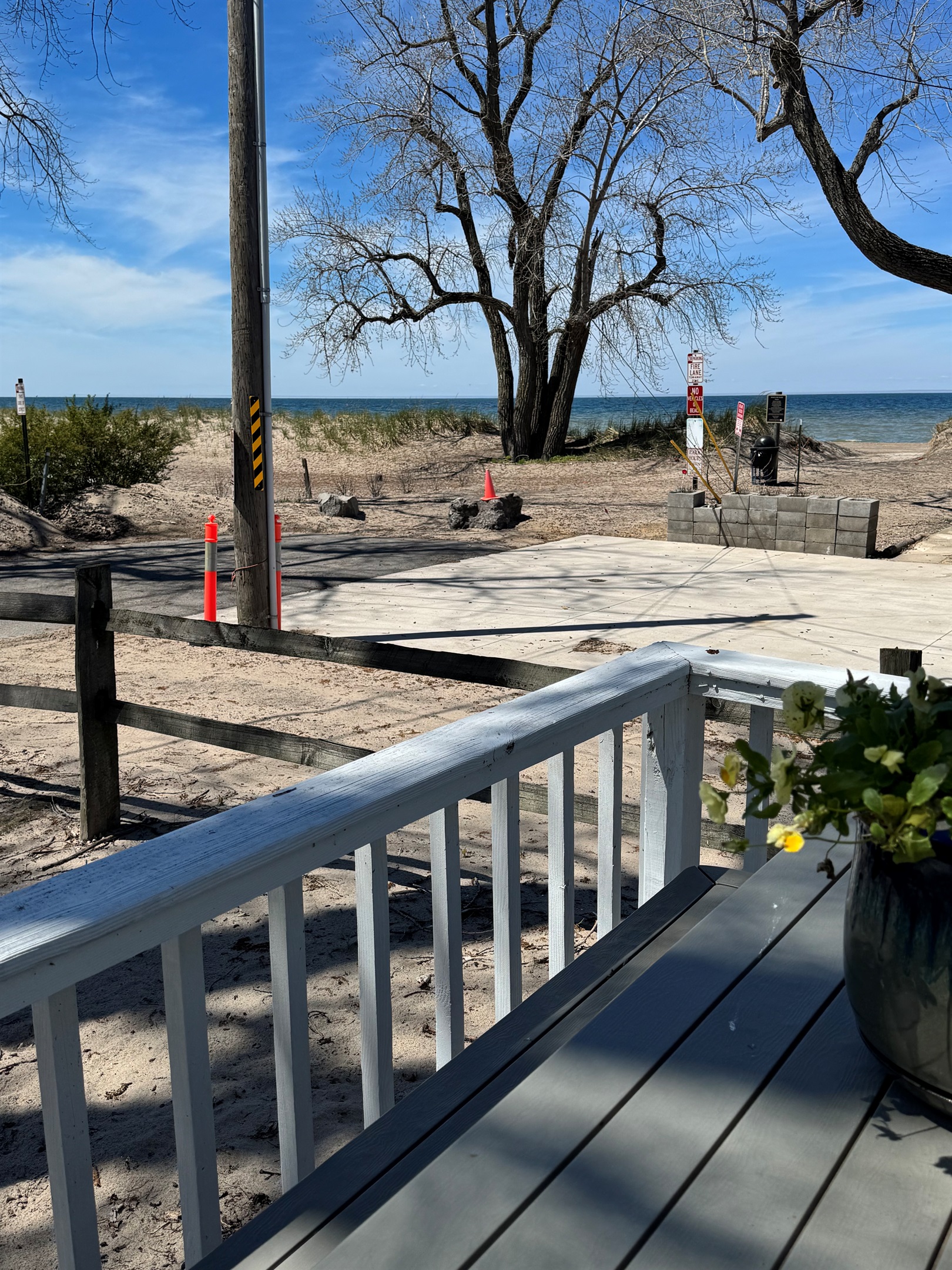 View of beach off deck