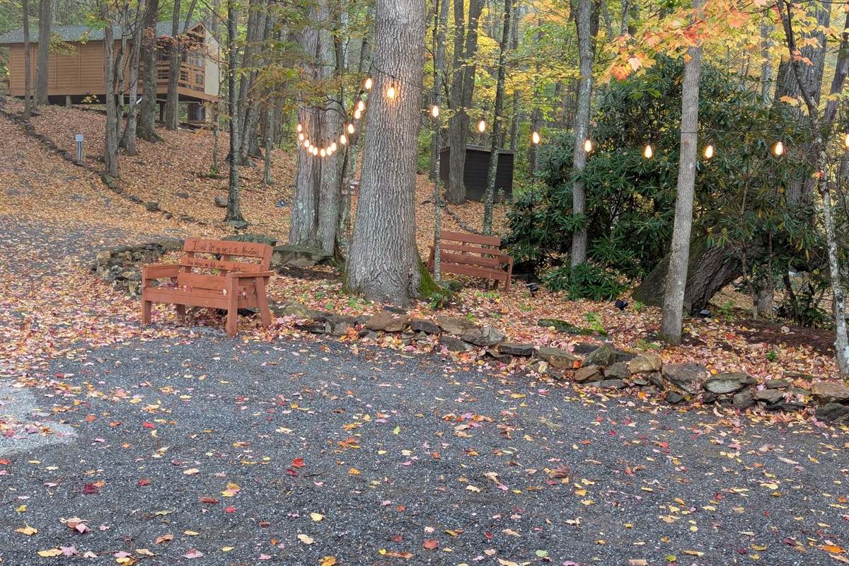 Outside your cabin is a propane grill and picnic table