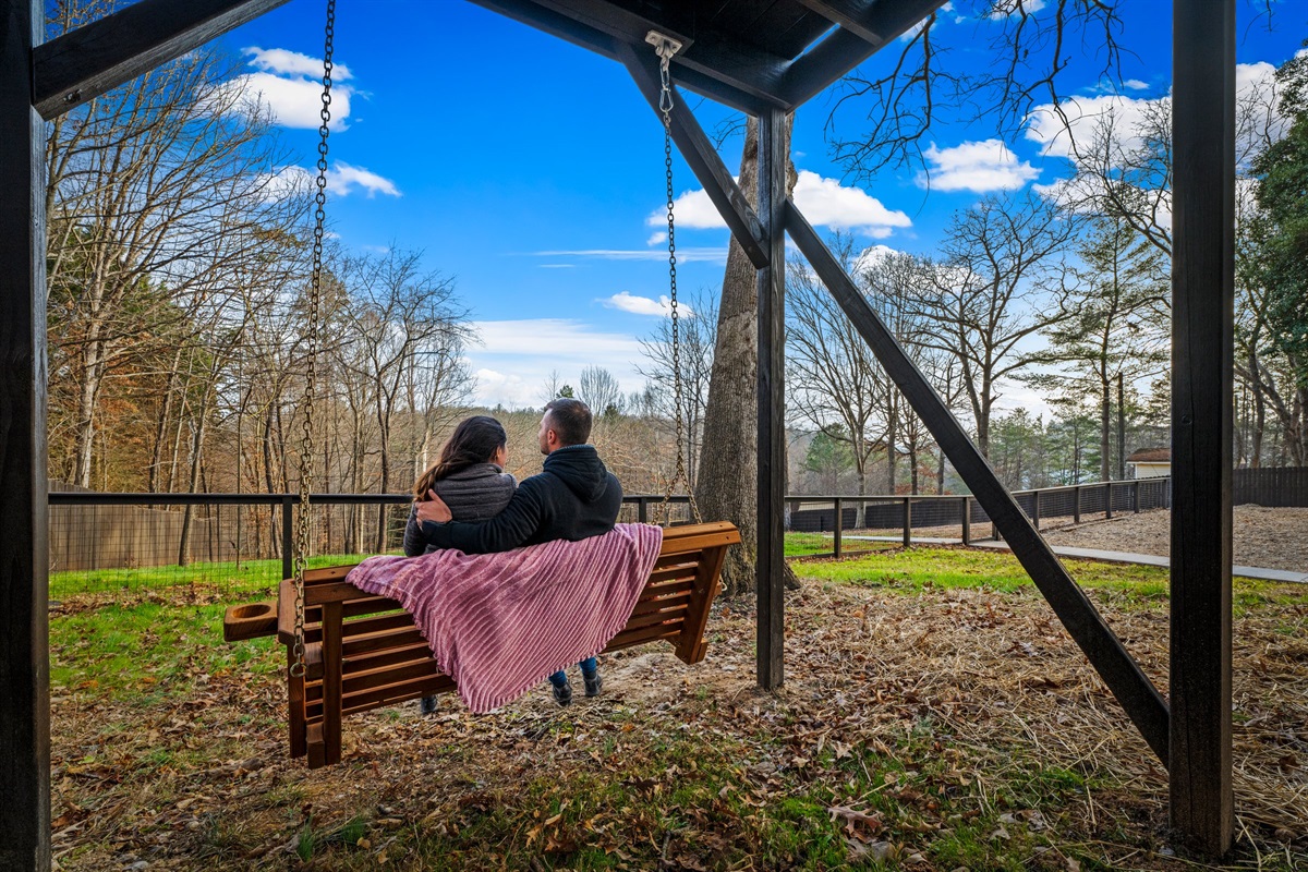 The porch swing offers a quiet place to relax and sway. It’s an upscale touch that adds charm and comfort to our outdoor space.