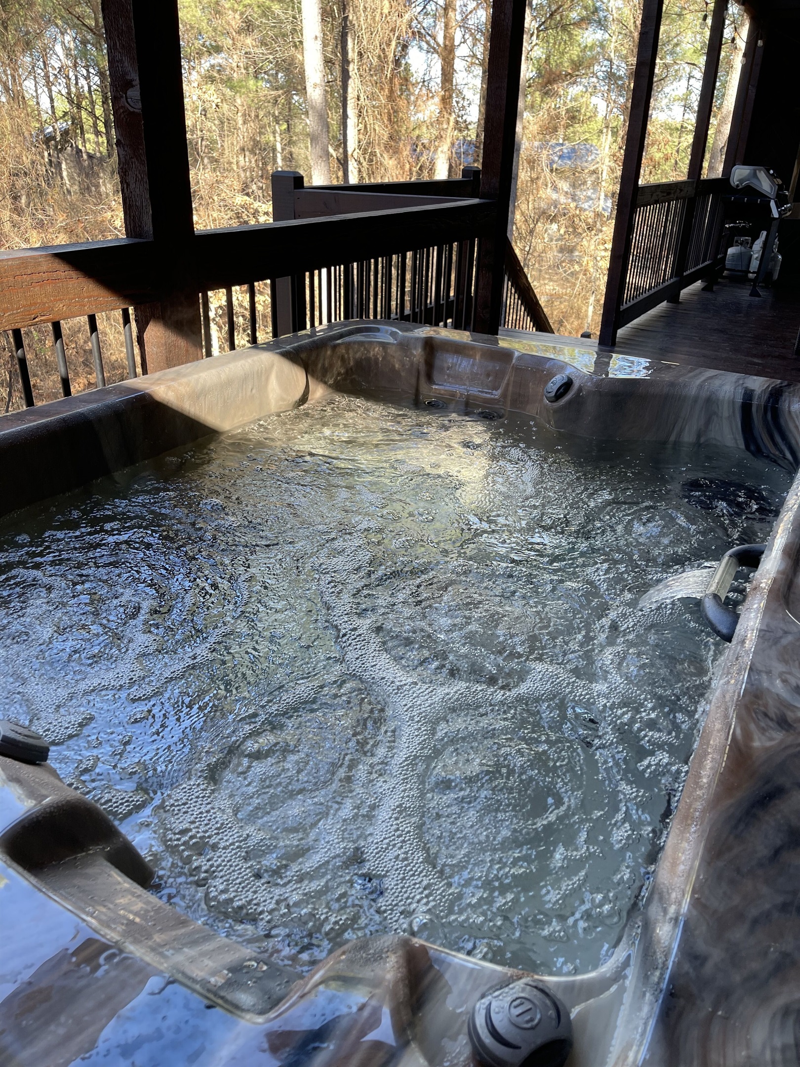 The two-person hot tub with foot massaging jets!