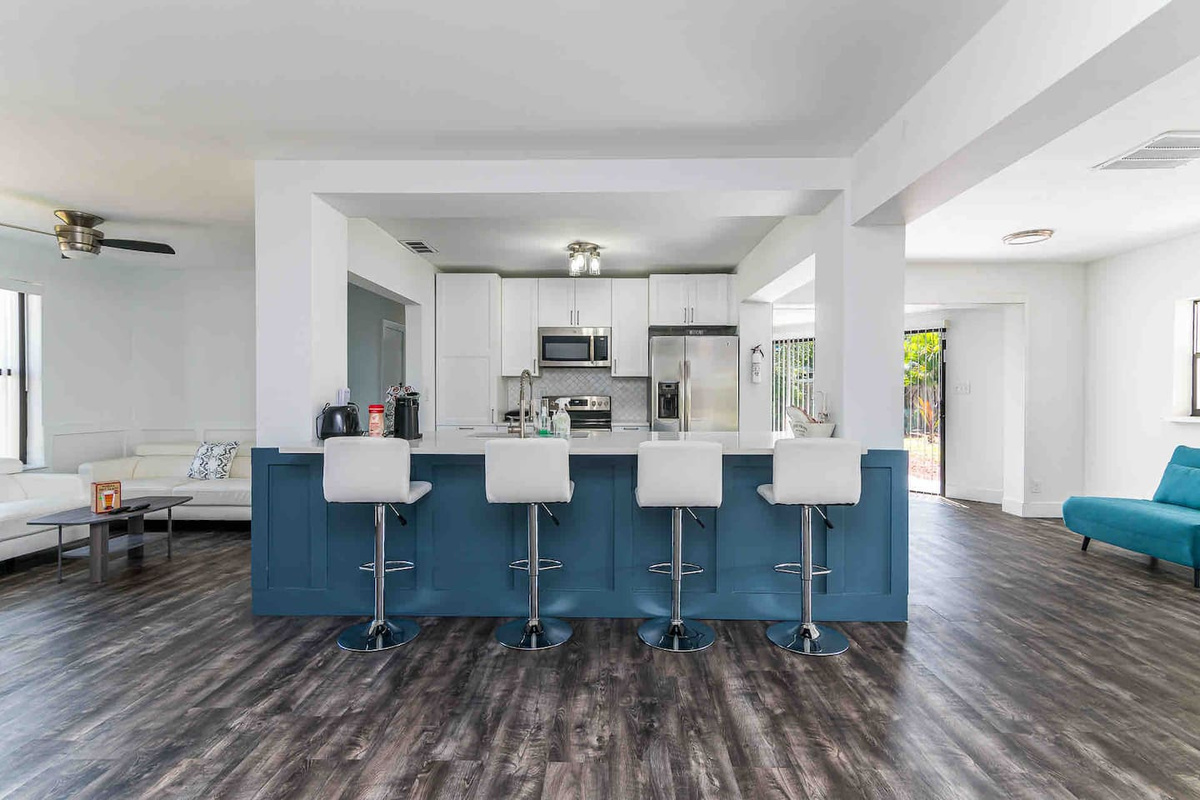 Counter Seating with Coffee and Toaster in main living area.