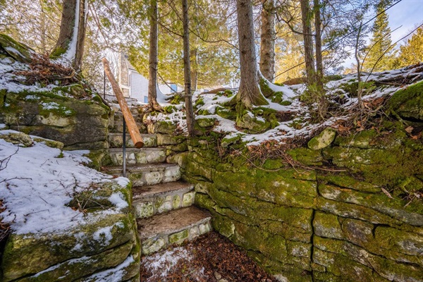 New stairway built by a local craftsman from the lake shore to our home.