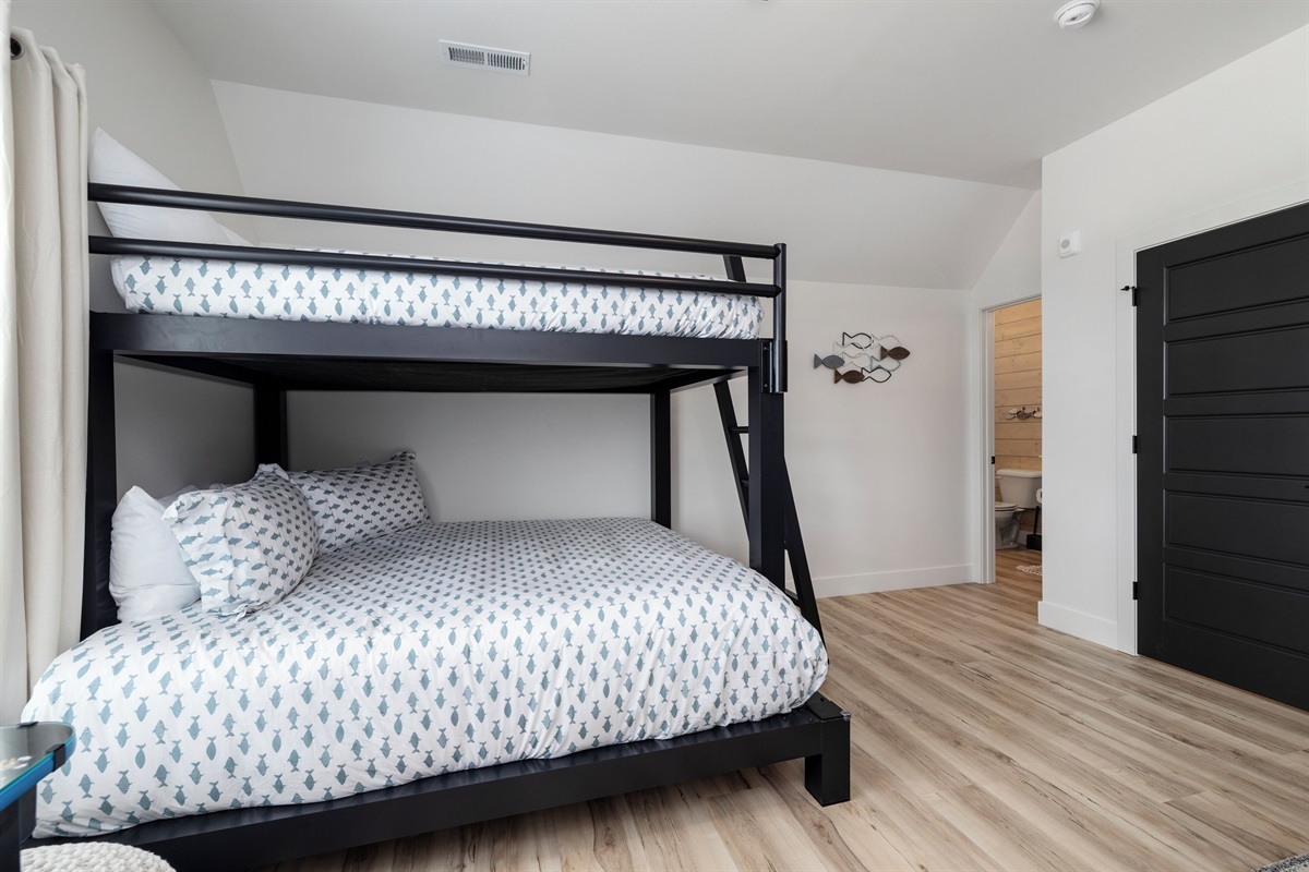 Upper Level Queen over King Bunk for kids and adults