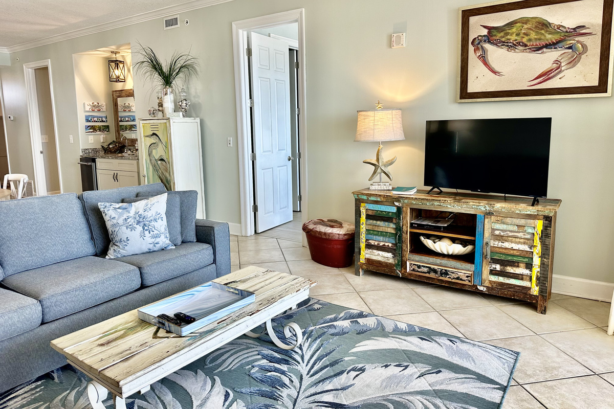 This condo has FREE Wi-Fi and televisions in the living room and both bedrooms.