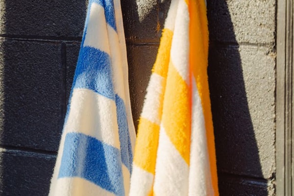 Colorful towels ready for your outdoor adventures or for a relaxing soak in the hot tub