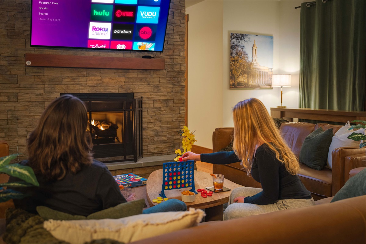 A comfortable second living space for movies, late-night hangs, or winding down after a full day of adventure.